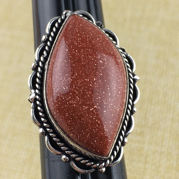 New Sandstone Silver Overlay Ring Size 7 - Picture 5 of 11